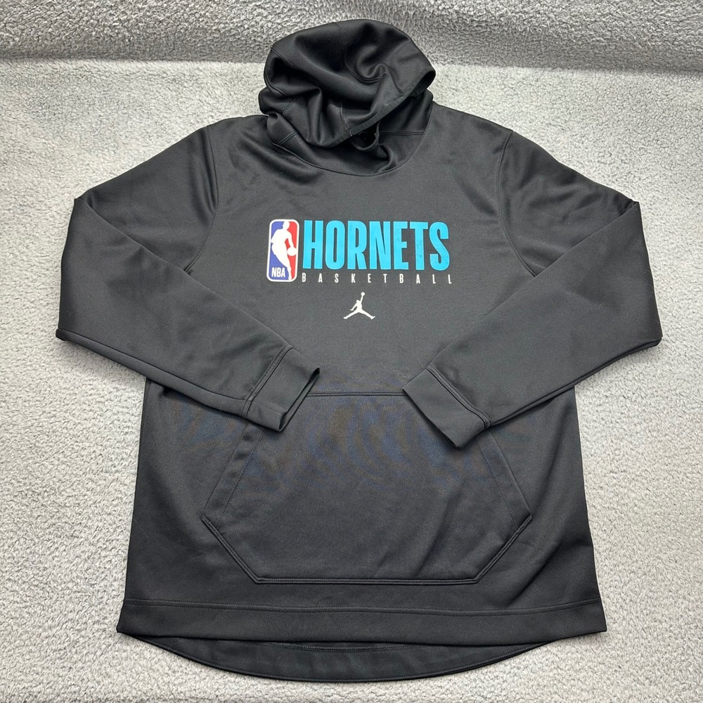 Nike AT9011-010 Air Jordan Mens Large Black Charlotte Hornets NBA Dri-FIT Hoodie